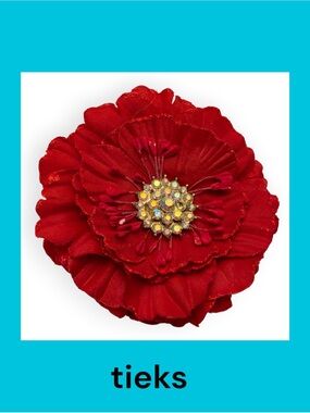 Tieks Red Fabric Flower With Crystal Center